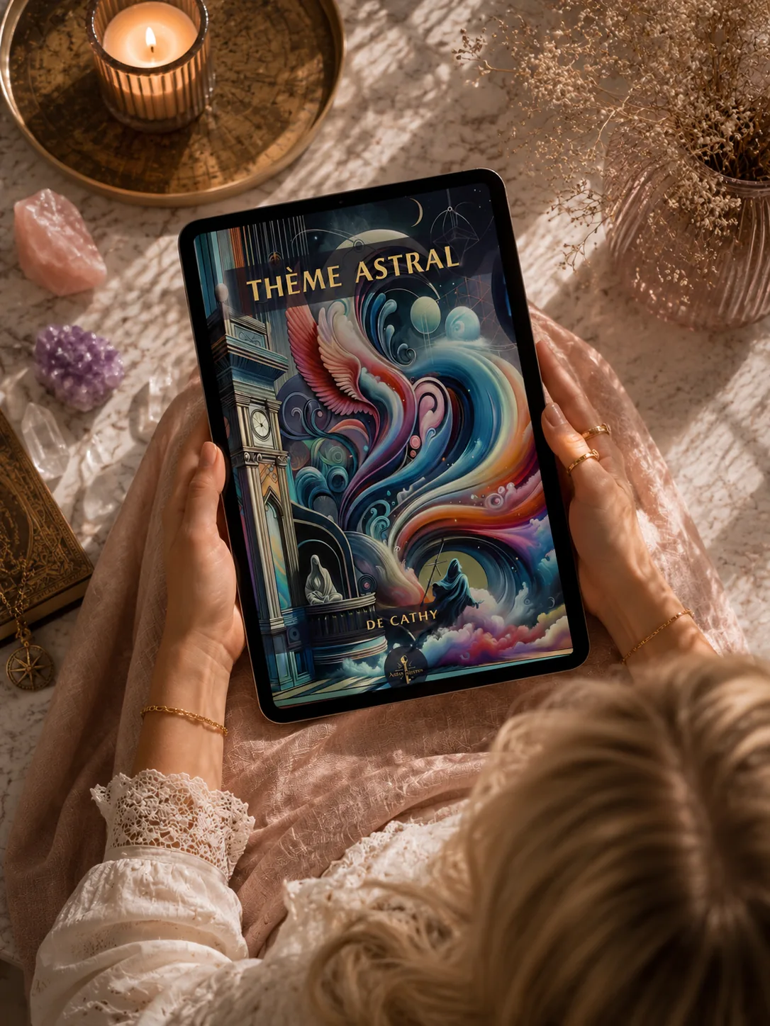 Le thème astral Astro Secrets en version ebook, sur une tablette